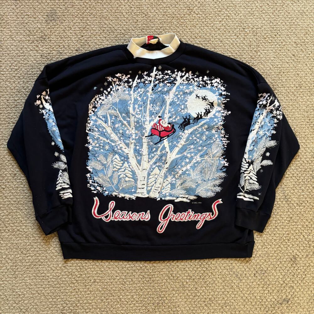 Vintage 1991 Seasons Greetings crewneck nutcracker christmas snow santa winterXL